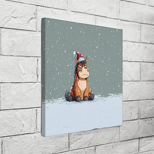 Картина квадратная Лошадка на фоне снегопада / 3D-принт – фото 3