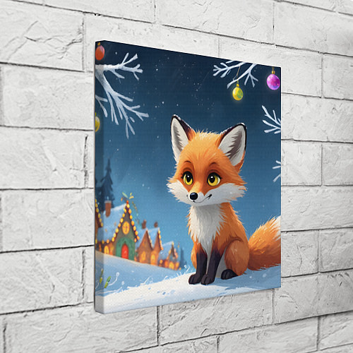 Картина квадратная Лисичка новогодней ночью / 3D-принт – фото 3