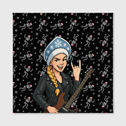 Холст квадратный Снегурочка с гитарой - Рок, цвет: 3D-принт — фото 2