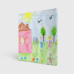 Холст квадратный Детские рисунки, цвет: 3D-принт