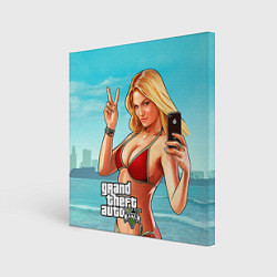 Холст квадратный GTA 5: Selfie Girl, цвет: 3D-принт