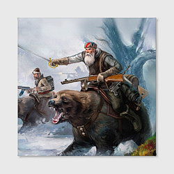 Холст квадратный Русский воин на медведе, цвет: 3D-принт — фото 2