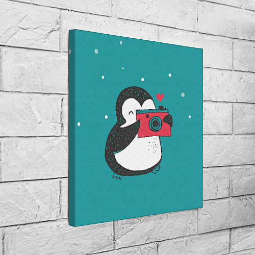 Картина квадратная Пингвин с фотоаппаратом / 3D-принт – фото 3