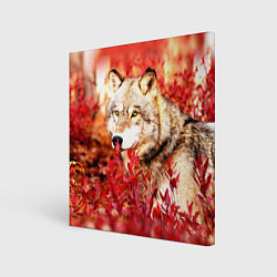 Холст квадратный Осенний волк, цвет: 3D-принт