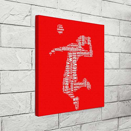 Картина квадратная Волейболист в прыжке - текстовый силуэт / 3D-принт – фото 3
