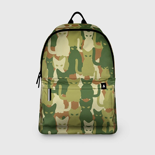 Рюкзак Камуфляж- зелёные кошки / 3D-принт – фото 3