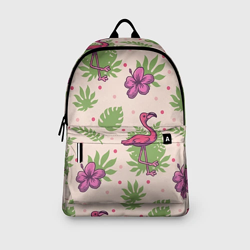 Рюкзак Цветочные фламинго / 3D-принт – фото 3