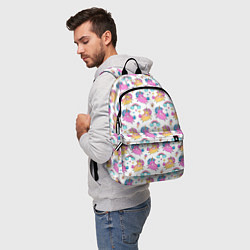 Рюкзак Цветные Единорожки Паттерн, цвет: 3D-принт — фото 2