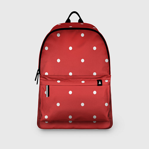 Рюкзак Белый горошек на красном фоне / 3D-принт – фото 3
