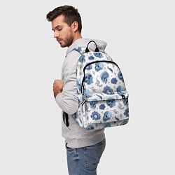 Рюкзак Узор Голубые черепа с цветами, цвет: 3D-принт — фото 2