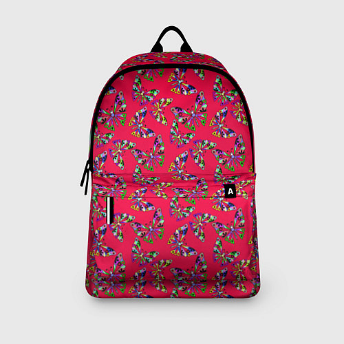 Рюкзак Бабочки на красном фоне / 3D-принт – фото 3