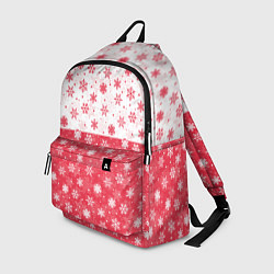 Рюкзак Снежинки красно-белые, цвет: 3D-принт