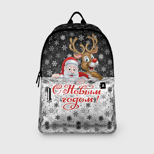Рюкзак С Новым Годом дед мороз и олень / 3D-принт – фото 3