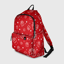 Рюкзак Новогодние подарки на красном фоне, цвет: 3D-принт