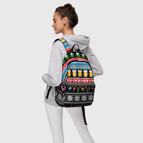 Рюкзак Новогодний пивной узор / 3D-принт – фото 6