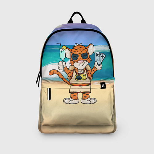 Рюкзак Тигр в отпуске на новый год на море / 3D-принт – фото 3