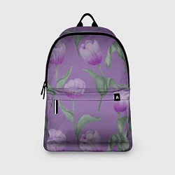 Рюкзак Фиолетовые тюльпаны с зелеными листьями, цвет: 3D-принт — фото 2