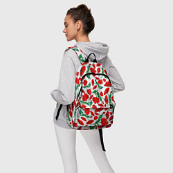 Рюкзак Цветы Красные Маки на белом фоне, цвет: 3D-принт — фото 2