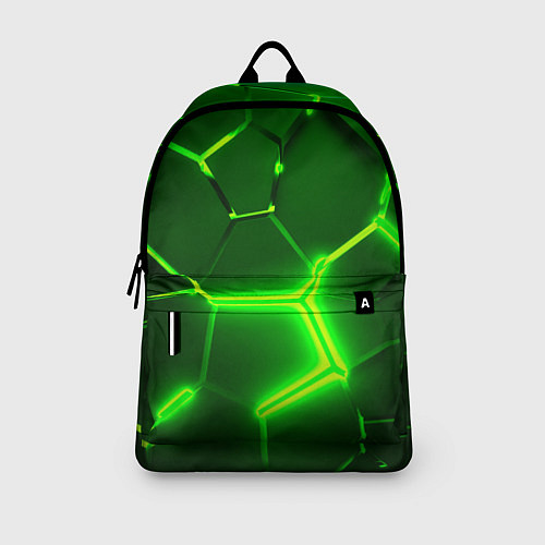 Рюкзак 3D ПЛИТЫ НЕОН NEON GREEN HEXAGON РАЗЛОМ / 3D-принт – фото 3