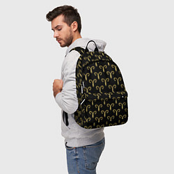 Рюкзак Золотой овен на черном фоне Паттерн, цвет: 3D-принт — фото 2