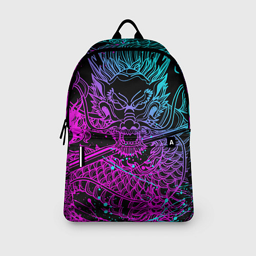 Рюкзак НЕОНОВЫЕ ДРАКОНЫ NEON DRAGON БРЫЗГИ КРАСОК / 3D-принт – фото 3