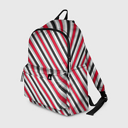 Рюкзак Красно-серый полосатый узор, цвет: 3D-принт