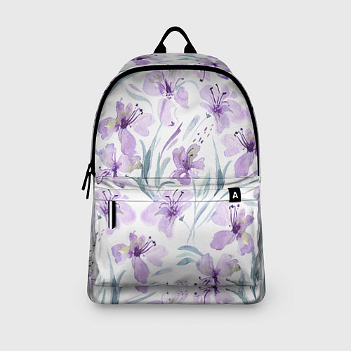 Рюкзак Цветы Фиолетовые Нарисованные Акварелью / 3D-принт – фото 3
