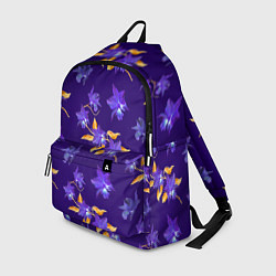 Рюкзак Цветы Фиолетовые Ирисы На Синем Фоне, цвет: 3D-принт