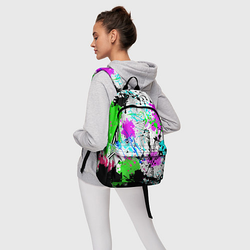 Рюкзак Неоновые разноцветные пятна и брызги красок / 3D-принт – фото 6