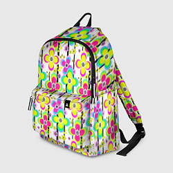 Рюкзак Цветочный ретро узор в неоновых тонах, цвет: 3D-принт