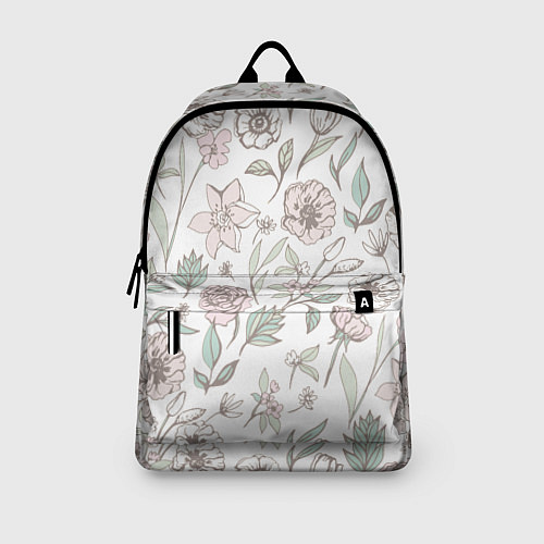 Рюкзак Цветы Астры и Розы На Светлом Фоне / 3D-принт – фото 3