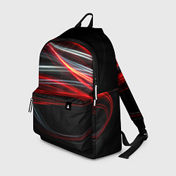 Рюкзак Волнообразные линии неона - Красный, цвет: 3D-принт