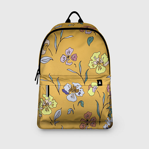 Рюкзак Цветы Нарисованные На Золотом Фоне / 3D-принт – фото 3