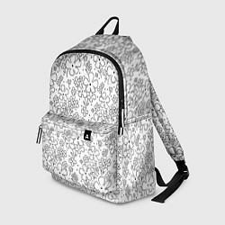 Рюкзак Цветочки черные на белом, цвет: 3D-принт