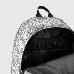Рюкзак Цветочки черные на белом, цвет: 3D-принт — фото 2