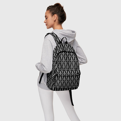 Рюкзак Черно-белый современный модный узор листья / 3D-принт – фото 6