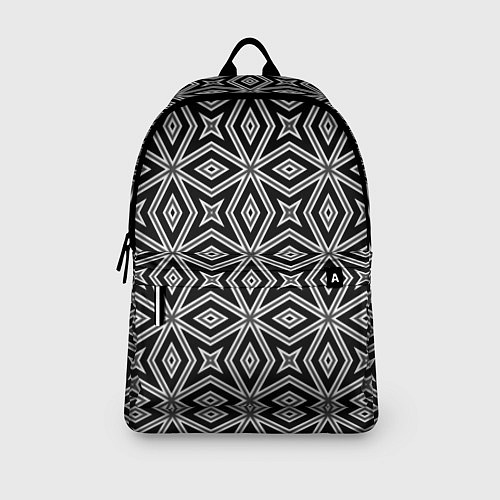 Рюкзак Черно-белый узор геометрический ромбы / 3D-принт – фото 3