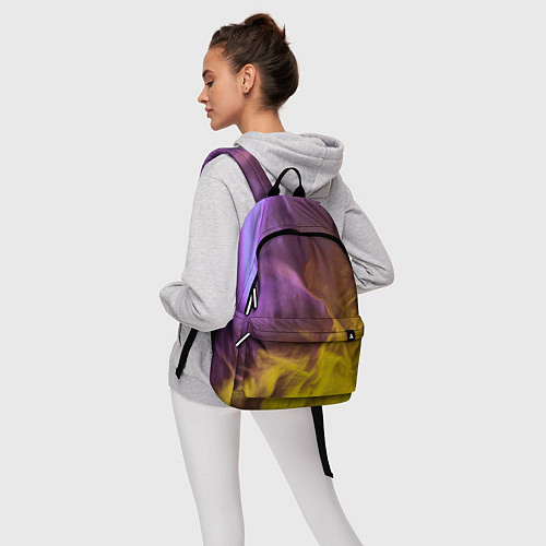Рюкзак Неоновые фонари на шёлковой поверхности - Фиолетов / 3D-принт – фото 6