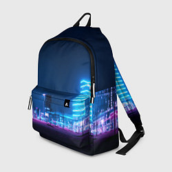 Рюкзак Неоновый ночной город - Светло-синий, цвет: 3D-принт