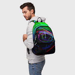 Рюкзак Неоновые абстрактные волнообразные огни - Зелёный, цвет: 3D-принт — фото 2