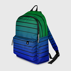 Рюкзак Черные полосы на синем, зеленом градиенте, цвет: 3D-принт