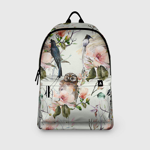 Рюкзак Цветы Нарисованные Магнолии и Птицы / 3D-принт – фото 3