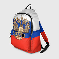 Рюкзак Герб России на фоне флага, цвет: 3D-принт