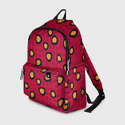 Рюкзак Черно-желтые пятна на красном клетчатом фоне, цвет: 3D-принт
