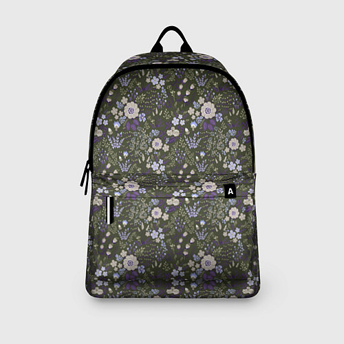 Рюкзак Цветочки хаки, мелкий рисунок / 3D-принт – фото 3