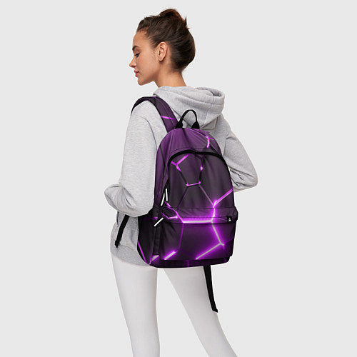 Рюкзак Фиолетовые неоновые геометрические плиты / 3D-принт – фото 6