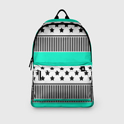Рюкзак Комбинированный полосатый черно-голубой узор, цвет: 3D-принт — фото 2