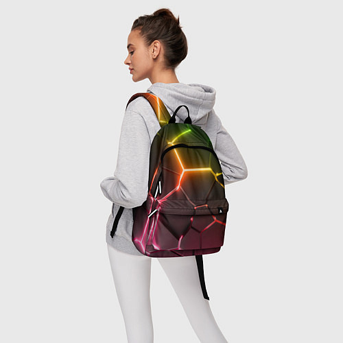 Рюкзак Неоновые радужные плиты / 3D-принт – фото 6
