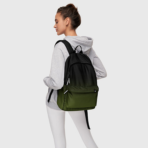 Рюкзак Черный и хвойный зеленый градиент / 3D-принт – фото 6