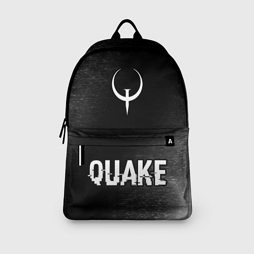 Рюкзак Quake glitch на темном фоне: символ, надпись / 3D-принт – фото 3